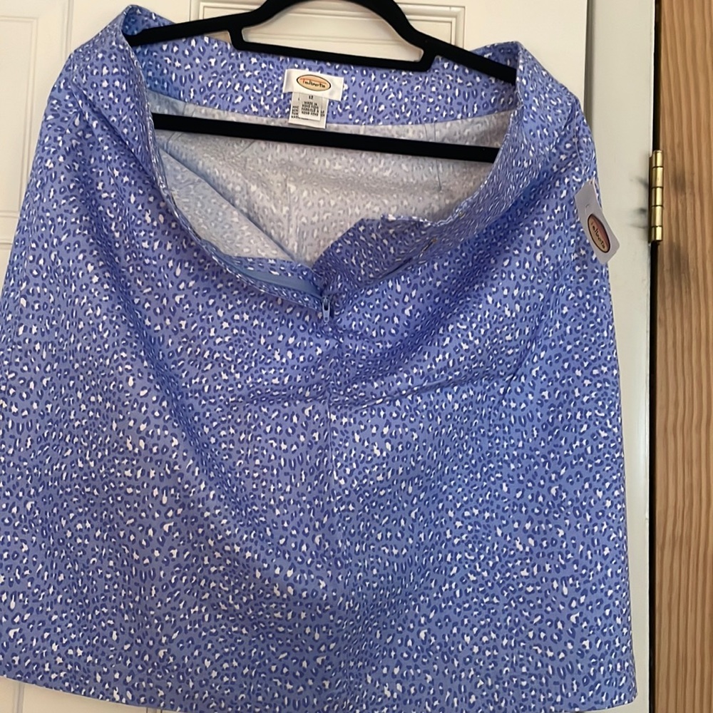 NWT: Talbots blue leopard print skirt. Pretty blue shade .